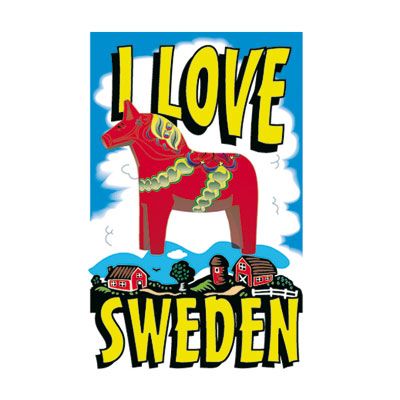 T-shirt med Dalahst I love Sweden