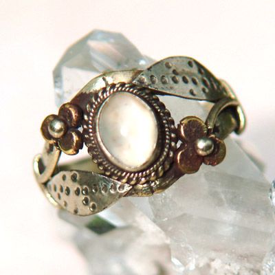 Månsten smycke handgjord tibetansk ring storlek 9,5