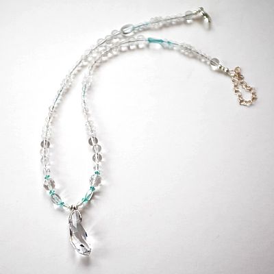 Terapeutiskt smycke halsband kristaller och 925 Sterling silver, tema ljus, kärlek och höga energier