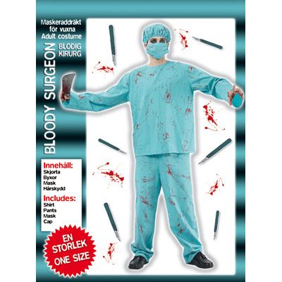 Bloody surgeon, blodig kirurg party maskeraddrkt one size