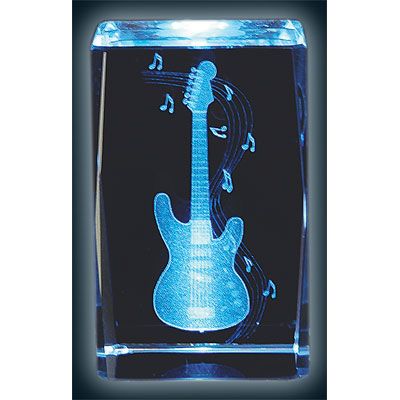 Gitarr kristallglas kub 8cm