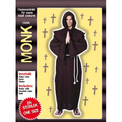 Monk, munk party maskeraddrkt one size
