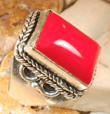 Rosa kalcedon smycke ring silverplterad storlek 8